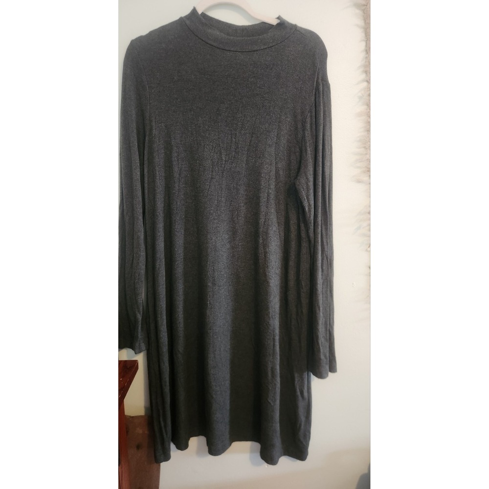 Womens Adrienne Vittadini Dress Gray Mock Neck Sweater Dress Size Large